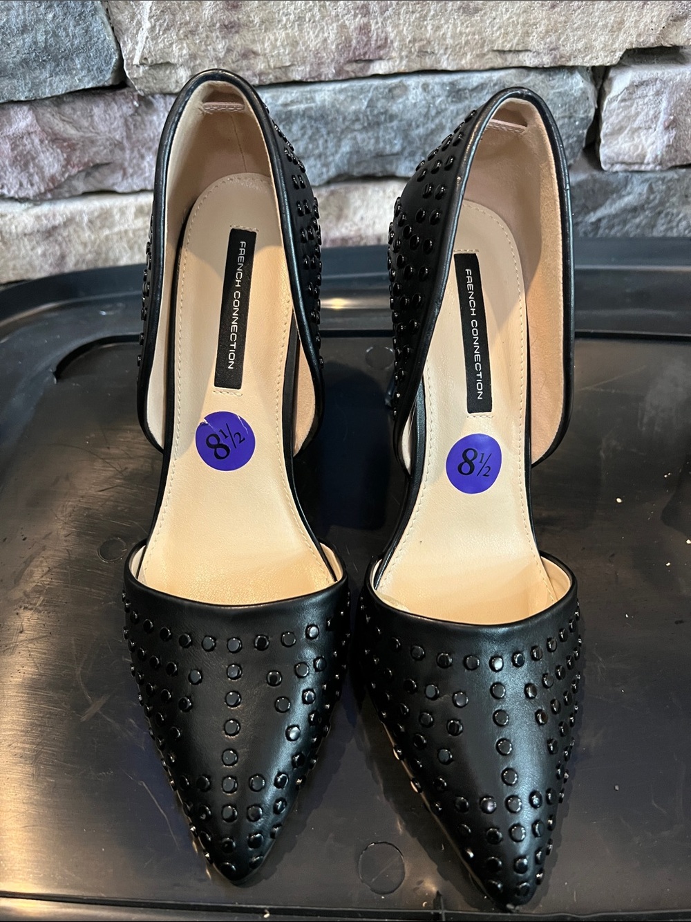 Black studded French connection heels